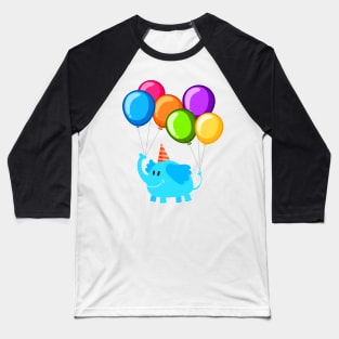 Happy Birthday | Kids Birthday Party | Cute Elephant | Balloons Baseball T-Shirt